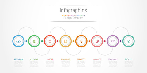 Infographic design elements for your business data with 8 options, parts, steps, timelines or processes. Vector Illustration.