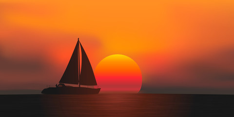 voilier - coucher de soleil - bateau à voile - plaisance - croisière - mer © pict rider