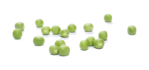 Fresh green peas isolated on white background