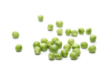 Fresh green peas isolated on white background
