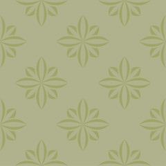 Fototapeta na wymiar Olive green floral seamless pattern. Ornamental background