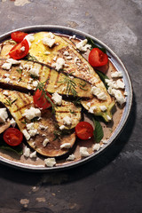 grilled eggplants seasoned with olive oil, garlic and mint