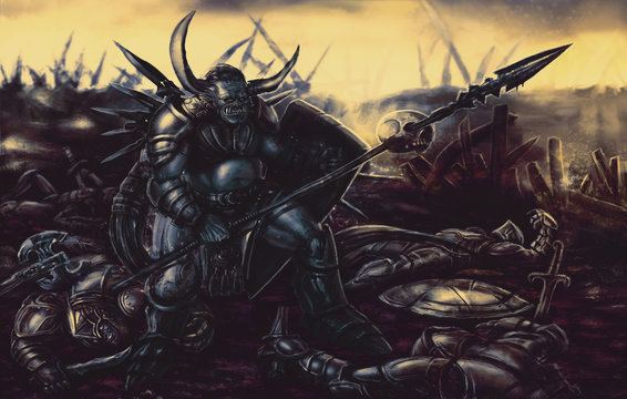 Knight monster armed with spear.