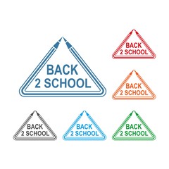 Снова в школу, набор разноцветных векторных значков. Указатель. Плоский дизайн.