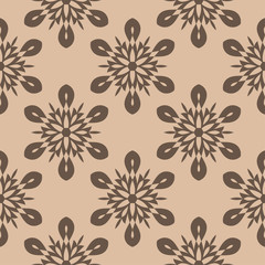 Brown and beige floral seamless pattern