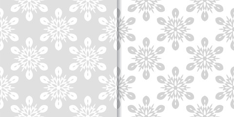 Light gray set of floral seamless patterns