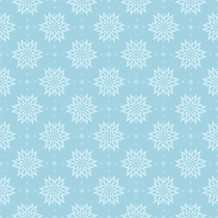 White floral seamless pattern on blue background