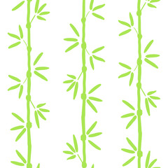 Vector seamless bamboo pattern. Green asian pattern with tropical bamboo tree. For wallpapers, web background, textile, wrapping, fabric, kids design.