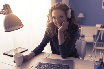 Cute girl with headphones © StockPhotoPro