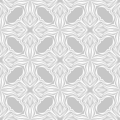 White floral seamless pattern on gray background