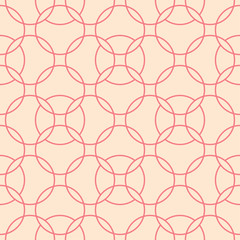 Fototapeta premium Red and beige geometric ornament. Seamless pattern