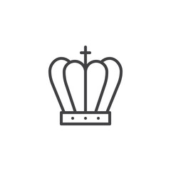 Royal crown outline icon. linear style sign for mobile concept and web design. Crown with cross simple line vector icon. Monarch Symbol, logo illustration. Pixel perfect vector graphics