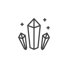 Shining Crystals outline icon. linear style sign for mobile concept and web design. Minerals simple line vector icon. Symbol, logo illustration. Pixel perfect vector graphics