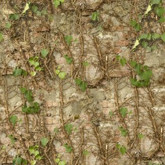 A Seamless Brick Wall Texture with leafs