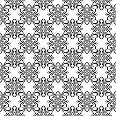 Black floral seamless pattern on white background