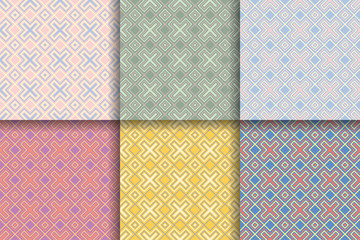 Seamless geometric background. Colored set abstract patterns.