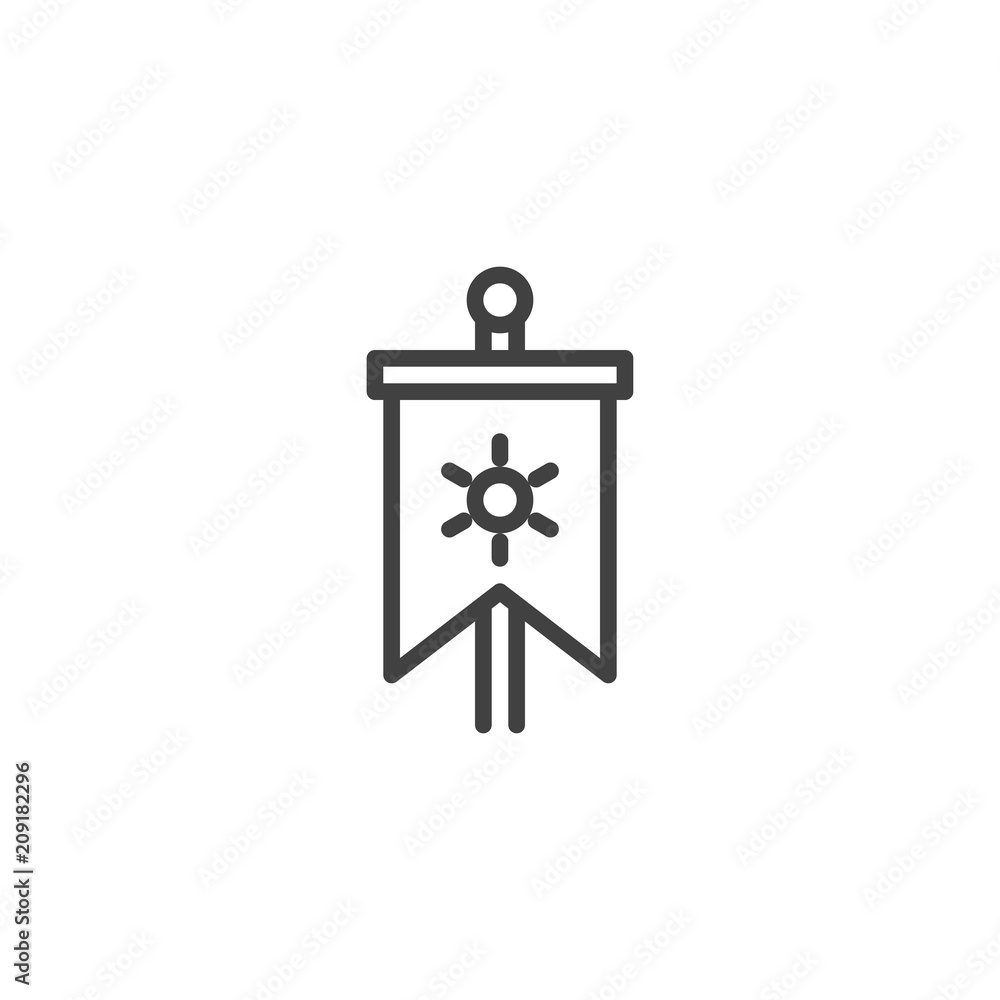 Wall mural medieval vertical flag outline icon. linear style sign for mobile concept and web design. knight fla