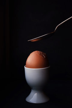 Cracked shell of a boiled egg