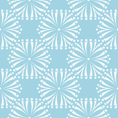 White floral seamless pattern on blue background - 209182682