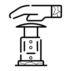 Hand pushing or pressing the big button