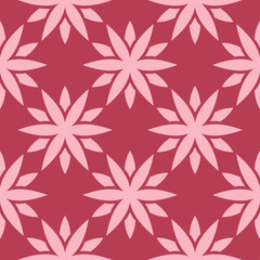 Floral seamless pattern on red background