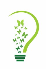 green ecobulb with butterflies