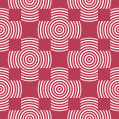 Red seamless background. Geometric pink and beige pattern