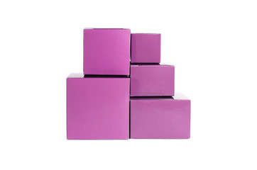 Five pink boxes