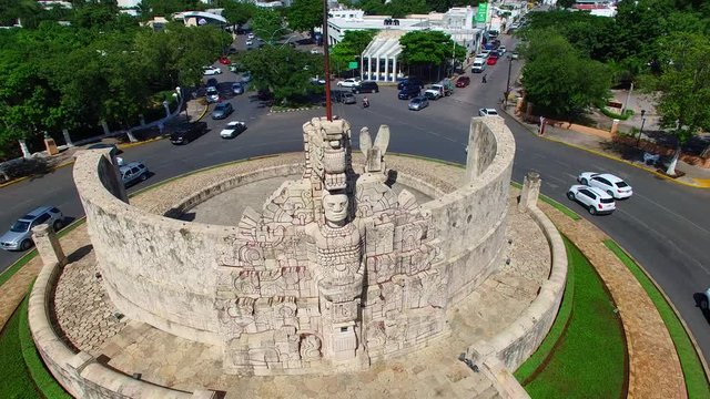 Paseo Montjo Merida Mexico Aerial Drone Footage