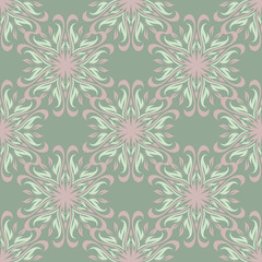 Olive green floral seamless pattern. Background with flower designs