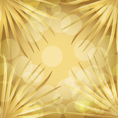 Fototapeta premium Gold Palm Leaf Vector Background. Vector Illustration