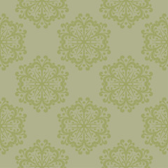 Olive green floral seamless pattern