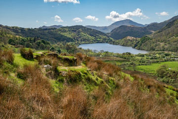 llyn gwynant mountain lake in the Nant Gwynant valley in north wales