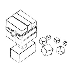 futuristic man with glasses virtual reality and cubes isometric icon vector illustration design