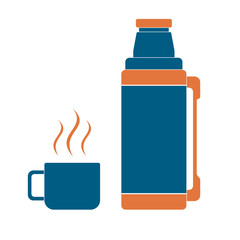 Thermos container icon, camping and hiking equipment