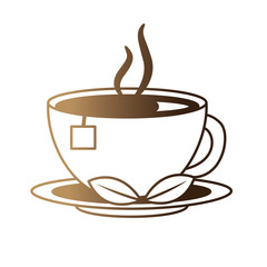 delicious herbs tea cup with dish vector illustration design