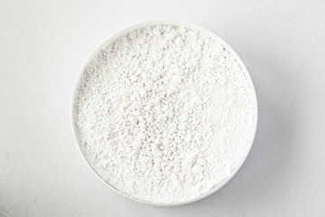 White powder on white background