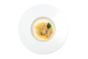 Food. Flat lay. Photo of food.Food photo. View from above. on the plate. white background, isolated. Suitable for restaurant menu