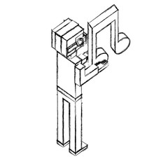 man using vr glasses with hologram musical note vector illustration sketch