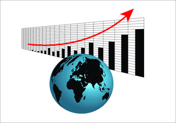 Perspective Stock Chart With Earth In Front 