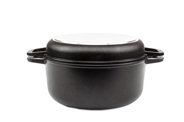 Cast-iron pot isolated on a white background.