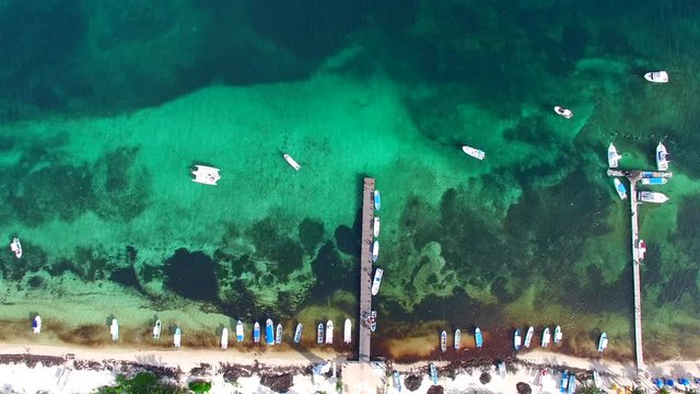 Puerto Morelos Mexico Aerial Drone Footage