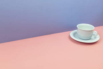 blue cup drink with blue and pink pastel background