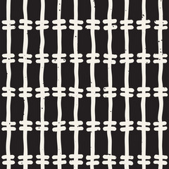 Hand drawn lines seamless grungy pattern. Abstract geometric repeating texture in black and white.