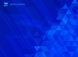 Abstract lines and triangles pattern technology on blue gradients background.
