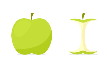 Fruit whole apple and apple stump icon