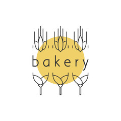 Wheat ears. Linear vector illustration.