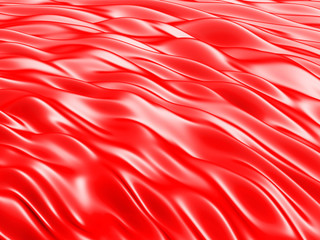 Elegant red metallic background with curved wave lines