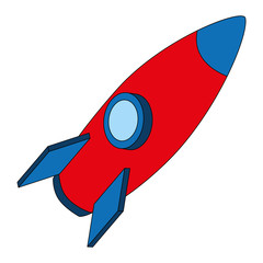 rocket space ship travel cartoon vector illustration isometric