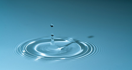 splash drop of water on blue background
